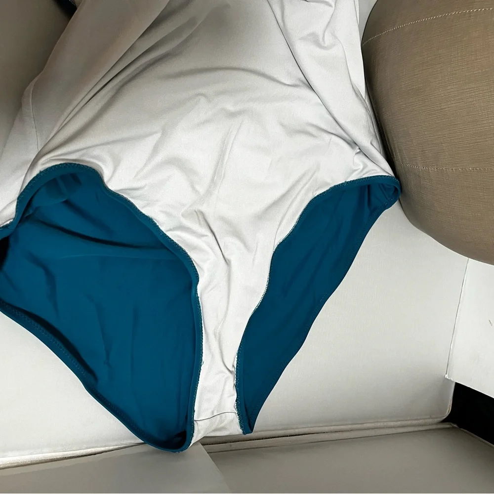 Teal Halter Neck Swimsuit - Picture 9 of 10